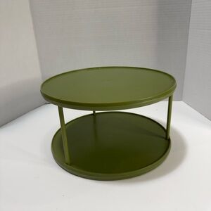 Vintage 70s Rubber Maid 2-Tiered Carousel Green Lazy Susan